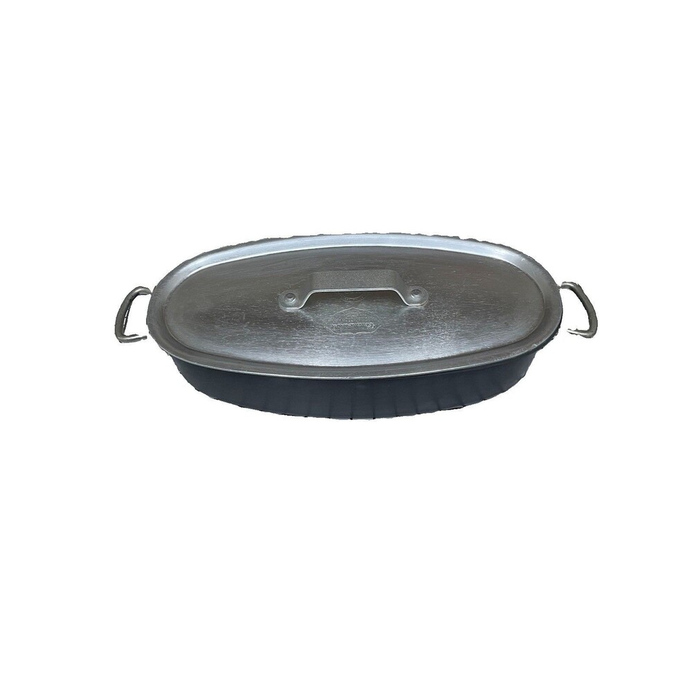 Vintage Calphalon Commercial 12" Oval Fish Poacher Pan w/ Lid G120HC Anodized